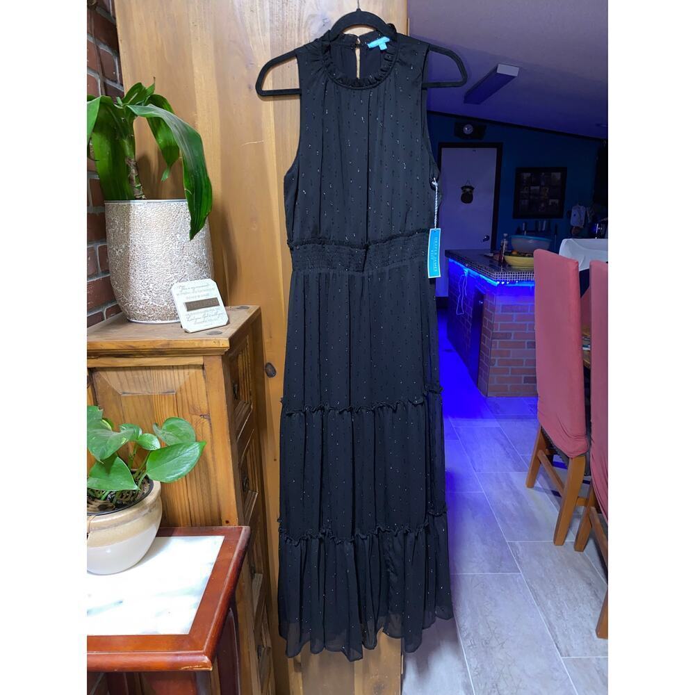 Draper James Long black sleeveless tiered smocked at waist‎ lined Flowy Size S